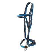 Texas-Tack Braided Bitless Bridle - CHOCOLATE & TURQUOISE [COB]