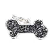 *CLEARANCE* Pet ID Tag Shine Large Black Bone 2cm x 4cm 