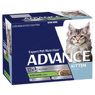 Advance Kitten Wet Food Pouches Lamb and Gravy 85g x 12