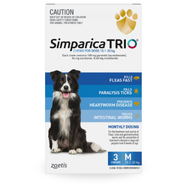 Simparica Trio for Medium Dogs 10.1 - 20kg Blue (3pk)