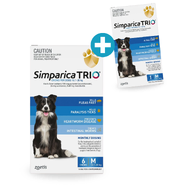 Simparica Trio for Medium Dogs 10.1 - 20kg Blue (6pk) PLUS FREE 1pK!