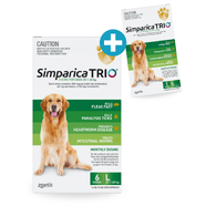 Simparica Trio for Large Dogs 20.1 - 40kg Green (6pk) PLUS FREE 1pk!
