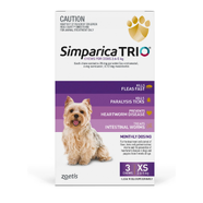 Simparica Trio for XSmall Dogs - 2.6 - 5kg Purple (3pk)