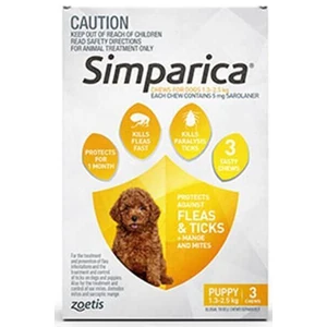 Simparica for Pups and small dogs 1.3-2.5kg 3 pack 