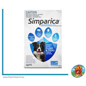 Simparica for Medium dogs 10.1 - 20kg 6 pack Flea, Tick and Mite treatment