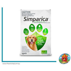Simparica for Large dogs 20-40kg 6 pack Flea, Tick and Mite treatment 