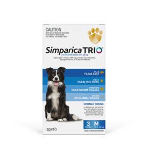 Simparica Trio 3 pack for dogs 10.1-20kg - Flea, Tick and Worming Treatment 3 pack *BLUE*
