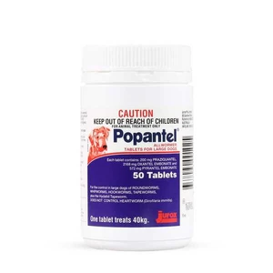 Popantel Allwormer Tablets for Large Dogs 40kg 50 pack 