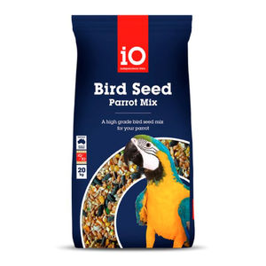 iO Parrot Mix Bird Seed 20kg independents own iO parrot mix, parrot seed mix 20kg australia, bulk parrot bird seed, high grade parrot food australia, australian parrot seed blend, sunflower wheat parrot mix, bird seed bulk buy australia