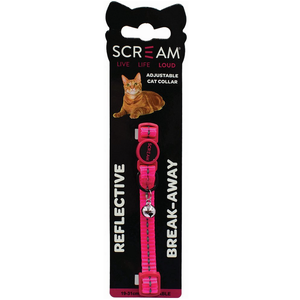 Scream Reflective Adj. Nylon Cat Collar Loud Pink 1X19-31Cm 