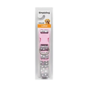 Simply Dog Collar Large Pink/Grey  with Spots 25mm x 410mm to 630mm