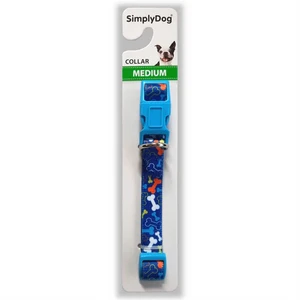 Simply Dog Collar Medium Blue  Bones 16mm x 280mm to 380mm 