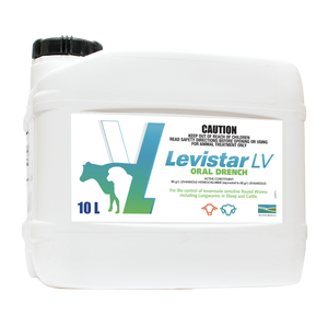 HRC Levistar LV Oral Drench for Sheep & Cattle 10L levistar lv drench, hrc levistar, levamisole hydrochloride drench, sheep worm drench, cattle oral drench, barber pole worm control, black scour worm treatment, sheep lungworm drench, cattle roundworm treatment, clear wormer sheep cattle