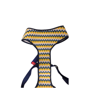  **CLEARANCE*Weatherbeeta Comfort Dog Harness Blue and Yellow Chevron Medium  