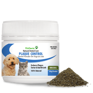 Vetnex Plaque Control Dental Powder 100g - Original, Roo or Salmon - 100% natural dental, plaque control, bad breath, dental for cats, dental for dogs, oral care, oral hygiene, vetnex dental