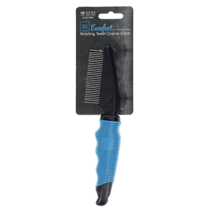 Zeez Comfort Rotating Teeth Coarse Comb (29 Teeth) - 22.5x2.8cm pet grooming comb, rotating teeth comb, coarse fur comb, ZEEZ grooming tool, dog comb for mats, cat grooming comb, small animal grooming comb, stainless steel pet comb