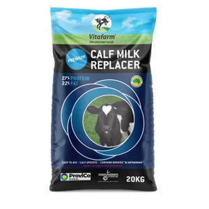 Vitafarm Premium Medicated Milk Replacer (Blue) 20kg vitafarm, vitafarm premium, vitafarm blue, medicated calf milk replacer, bovatec milk replacer, lasalocid calf milk, coccidiosis calf treatment, calf performance milk, safmannan prebiotic milk, beta glucan calf formula, organic acid milk replacer, full cr