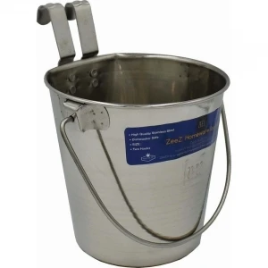 Zeez Ss Flat Sided Bucket Pail 2.68L - Two Hooks