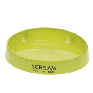 Scream Oval Cat Bowl 300ml - Loud Green