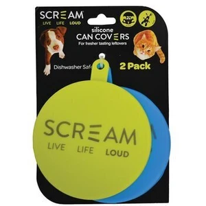 Scream Silicone Pet Food Can Cover 2Pk Loud Green & Blue