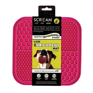 Scream Lick Enrichment Mat Non-Skid Base - Square Loud Pink 21X21Cm 