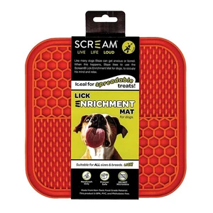 Scream Lick Enrichment Mat Non-Skid Base - Square Loud Orange 21X21Cm 