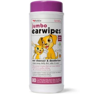 Petkin Jumbo Ear Wipes 80Pk