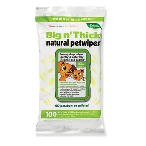 Petkin Big N' Thick Natural Pet Wipes 100Pk