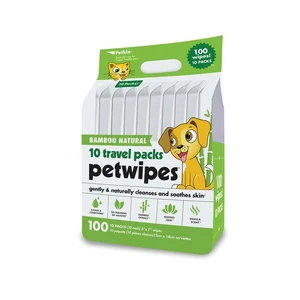 Petkin Pet Wipes Travel Pack Bamboo 100Pk