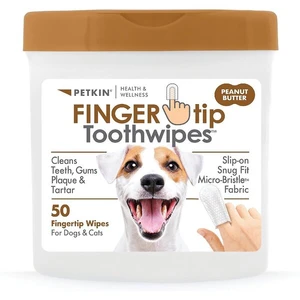 Petkin Fingertip Tooth Wipes Peanut Butter 50pk