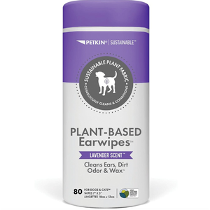 Petkin Plant-Based Ear Wipes for Dogs & Cats Petkin ear wipes, plant based pet wipes, dog ear cleaning wipes, cat ear wipes, lavender pet wipes, biobased pet wipes, natural pet ear cleaner, puppy safe ear wipes