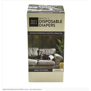 Zeez Disposable Dog Diapers X-Small - 12Pk (Waist 28-40Cm)