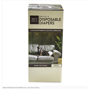 Zeez Disposable Dog Diapers Small - 12Pk (Waist 32-48Cm)