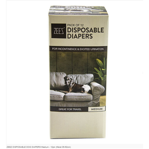 Zeez Disposable Dog Diapers Medium - 12Pk (Waist 35-52Cm)