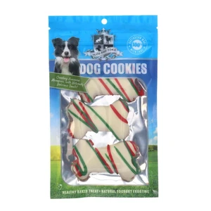Huds & Toke Christmas Frosted Doggy Bone 3 Pack – 5cm christmas mini dog bones, huds & toke dog treats, frosted dog biscuits, festive dog cookies, no melt frosting dog treat, natural australian dog treats, puppy christmas treats, dog stocking filler, christmas dog cookie pack, huds and toke christmas bones, 