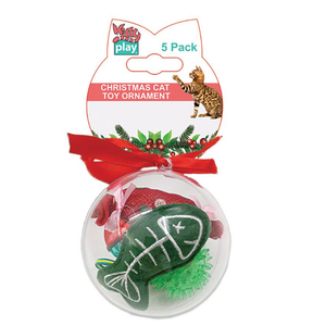 Kitty Play Christmas Cat Toy Ornament 5 Pack