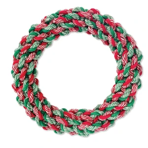 Prestige Christmas Wreath Rope Dog Toy - Large 25cm Christmas dog toy, Xmas rope toy, festive dog wreath, dog tug toy, rope chew toy, holiday dog toy, Christmas rope wreath, large rope dog toy, dog Christmas gift, cotton rope dog toy, tough rope toy, dog wreath toy, prestige rope toy, dog xmas present, red