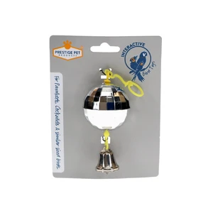 Prestige Disco Ball Hanging Bird Toy Prestige disco ball bird toy, reflective hanging bird toy, parakeet disco toy, cockatiel enrichment toy, small bird mirror toy, interactive cage toy