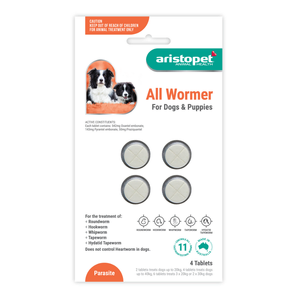 Aristopet Allwormer for Dogs & Puppies 10kg Tablets 4 pack 