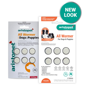 Aristopet Allwormer  for Dogs & Puppies 10kg Tablets 6 pack