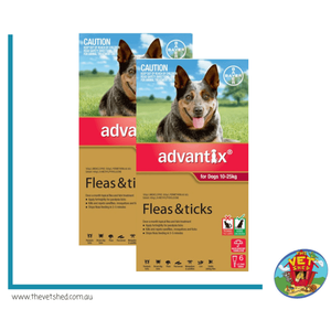 Advantix Red Dogs 10-25kg 12 pck (2 x 6 packs) Flea and Tick Control