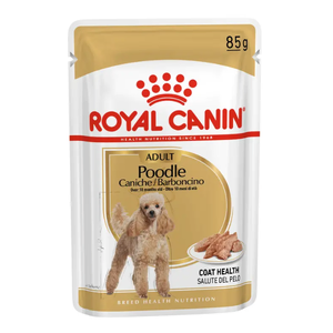 Royal Canin Poodle Adult Loaf Wet Dog Food 12 x 85g Royal Canin Poodle wet food, Poodle dog food loaf, breed-specific wet dog food, adult Poodle nutrition, omega-3 dog food, Poodle coat care food, wet food for small dogs