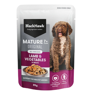 Black Hawk Original Mature Lamb & Vegetables Wet Dog Food 85g x 12 black hawk mature dog food, black hawk senior dog food, black hawk lamb vegetables wet food, black hawk mature lamb wet dog food, senior dog wet food lamb, wet dog food for older dogs, dog food for senior dogs 7+, mature dog food joint support, dog food f
