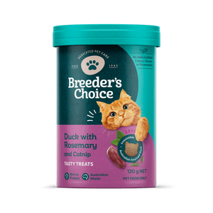 Breeders Choice Cat Treats - Duck & Rosemary with Catnip 120g