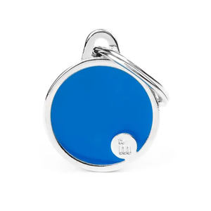My Family ID Tag Basic Handmade Circle - Blue