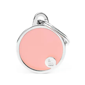 My Family ID Tag Basic Handmade Circle - Pink