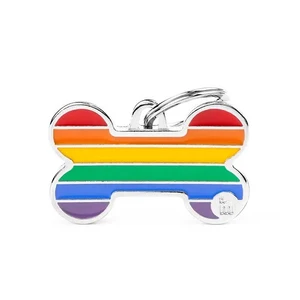 Pet ID Tag Rainbow Bone Lge