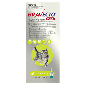Bravecto Plus for Small Cats (1.2-2.8kg) Green