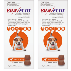 Bravecto for Small Dogs 4.5-10kg x 4 Chews (12 month treatment pack)
