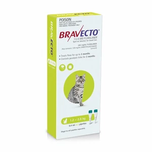 *CLEARANCE- BB end 02/26 Bravecto Spot on for cats 1.2 -2.8kg 2pk*1 LEFT 